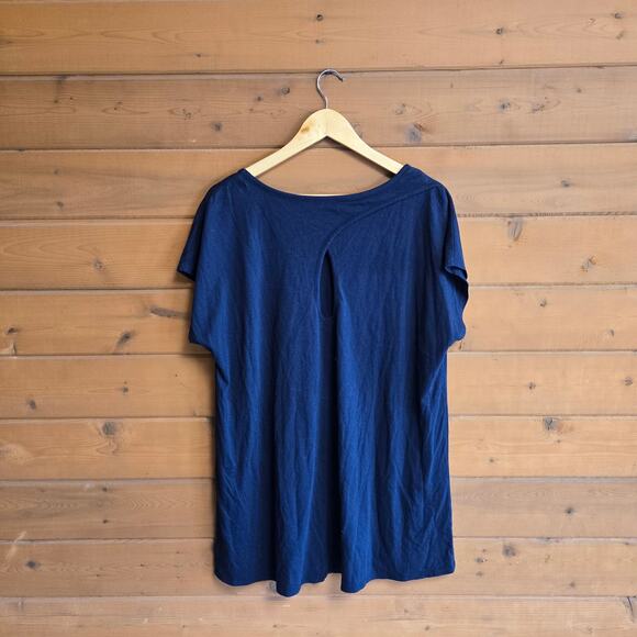 J. Jill Fit Back Keyhole Tee Navy Blue NWT XL Short Sleeve Flowy Fit Top Shirt - Picture 3 of 5